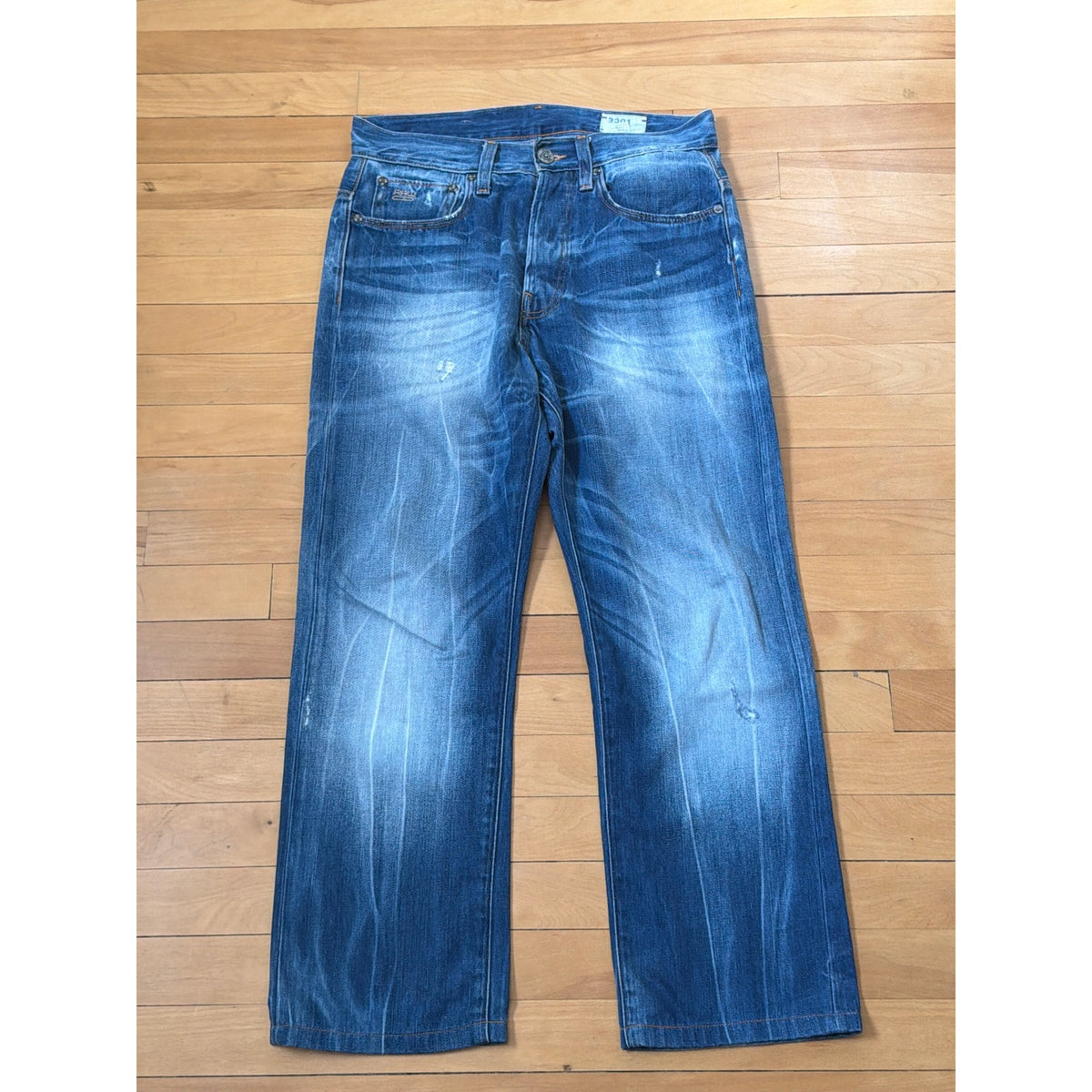 G-Star Raw "3301" 29W Classic Faded Distress Denim Jean