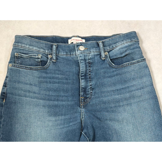 Lucky Brand High Rise Bridgette Crop Flare Jeans Size 12 / 31 Medium Wash Raw Hem