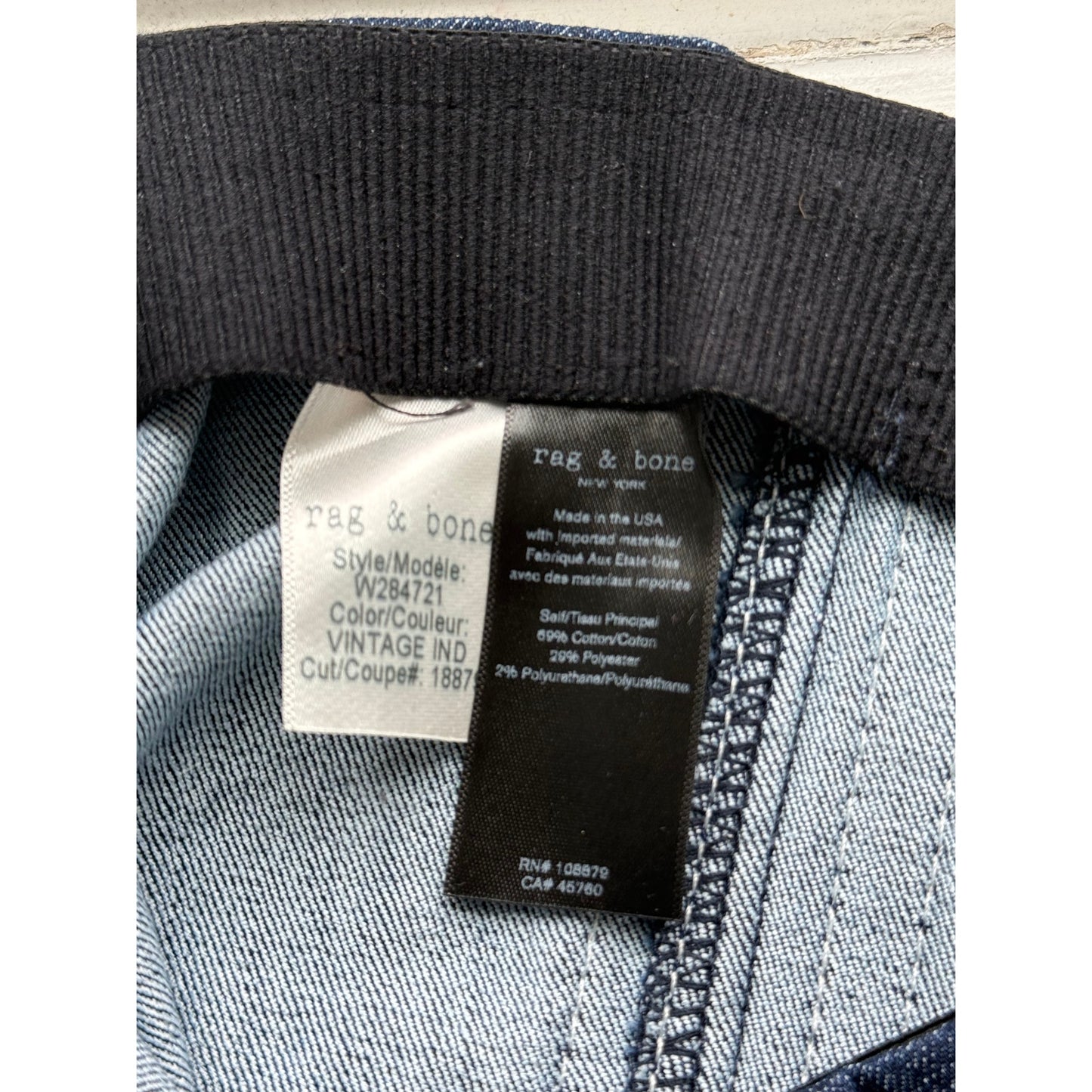 Rag & Bone Miramar Sport Stripe Track Pants 6 - Vintage Indigo Navy Denim EUC