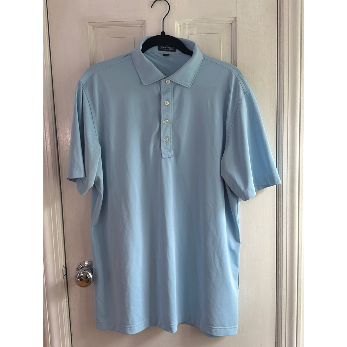 Peter Millar Crown Crafted Light Blue Performance Polo Shirt, Large 