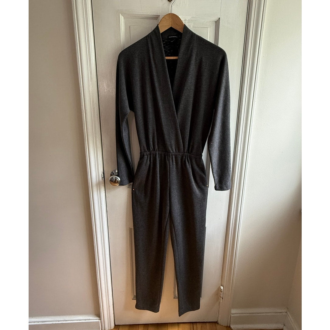 Club Monaco Long Sleeve Surplice Jumpsuit - Charcoal Grey - Size 00 - EUC