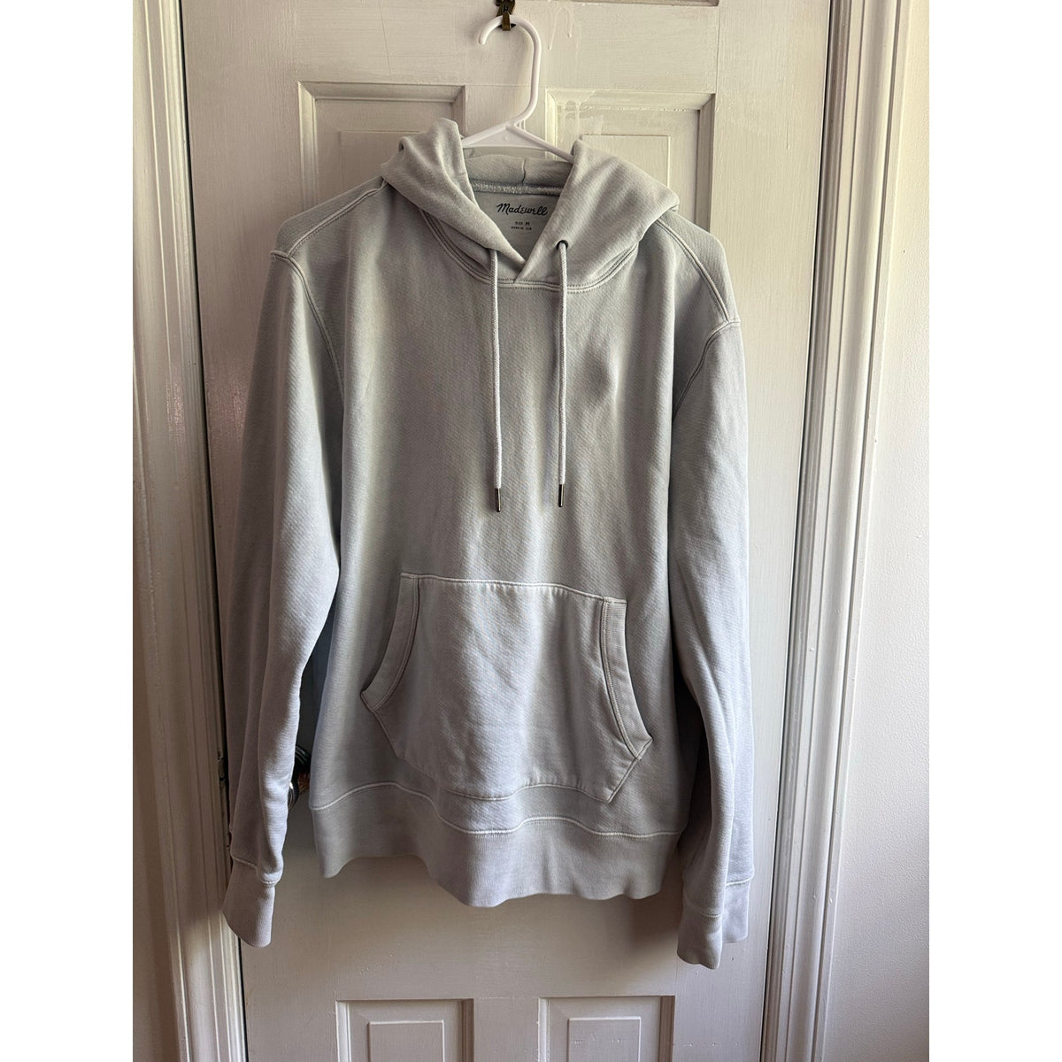 Madewell Tie Dye Pullover Hoodie Size Medium Gray White Cotton Sweatshirt FA22