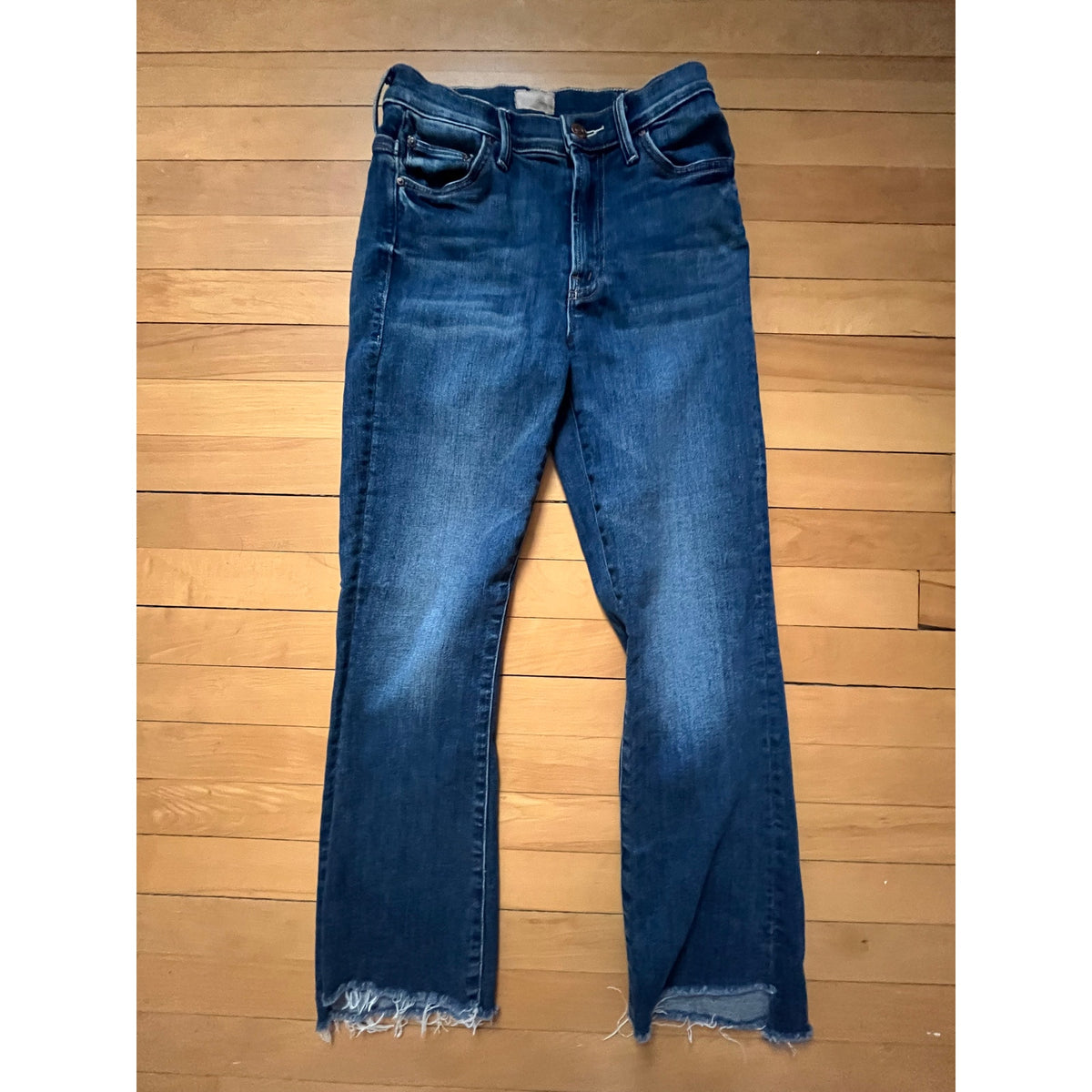 MOTHER The Insider Crop Step Fray Jeans Black Size 25 High Rise Bootcut