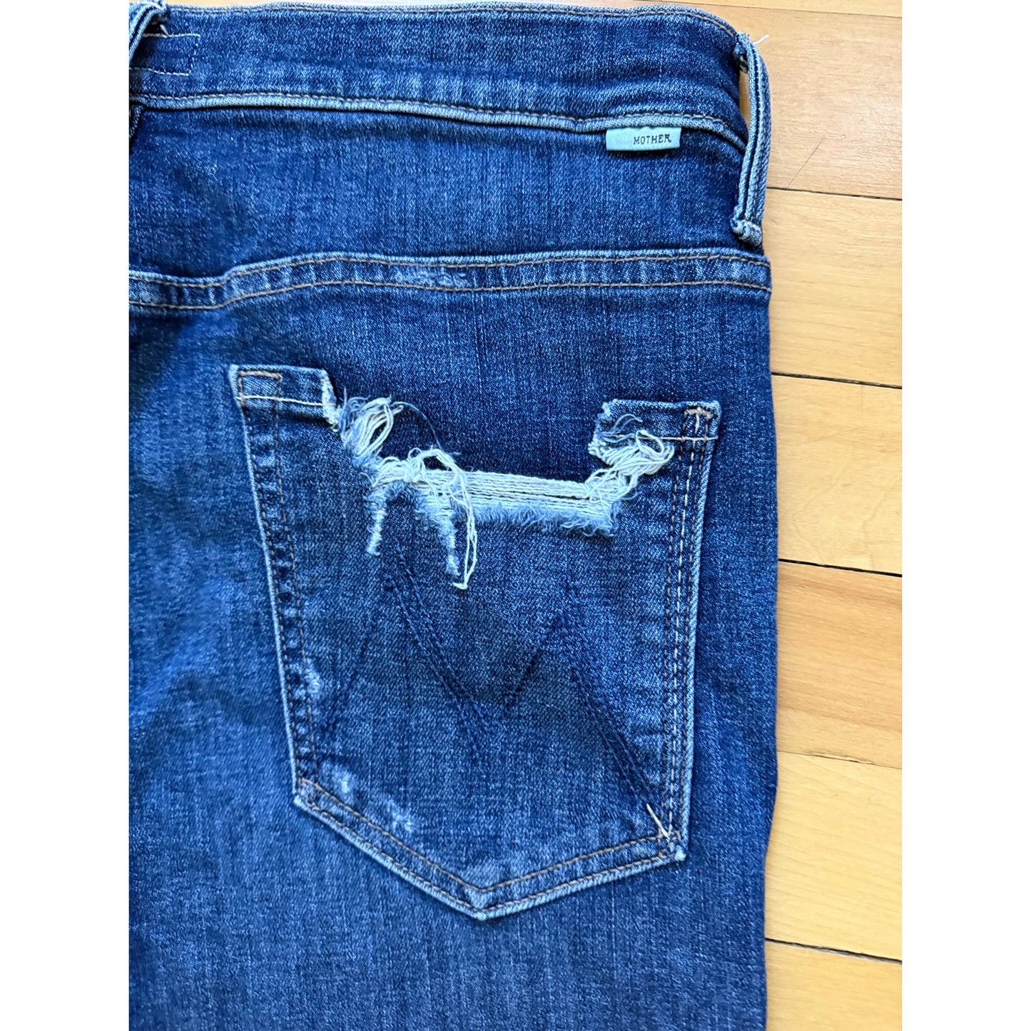 MOTHER The Insider Crop Step Fray Jeans Size 32 | Reckless On A Shiny White Vespa