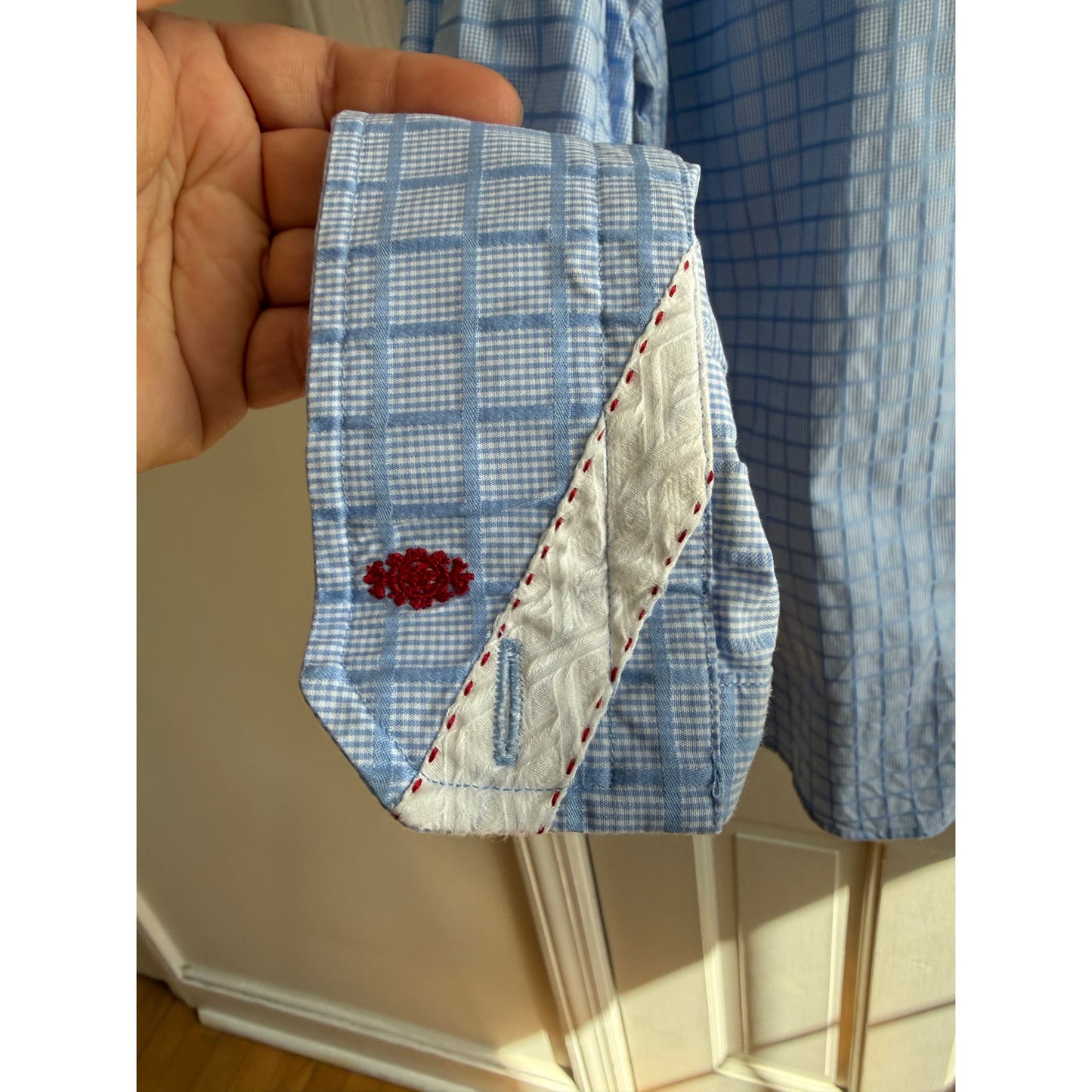 Robert Graham Blue Sport Shirt - Contrast Flip Cuffs - Men's Medium - EUC