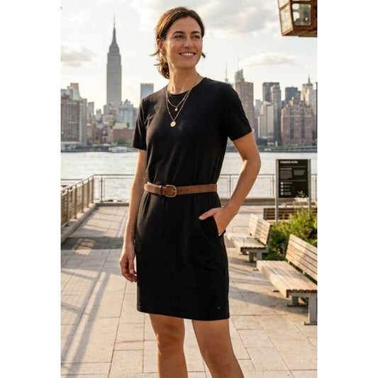 Theory Black Rubric Crew Neck Short Sleeve T-Shirt Dress Size Medium EUC