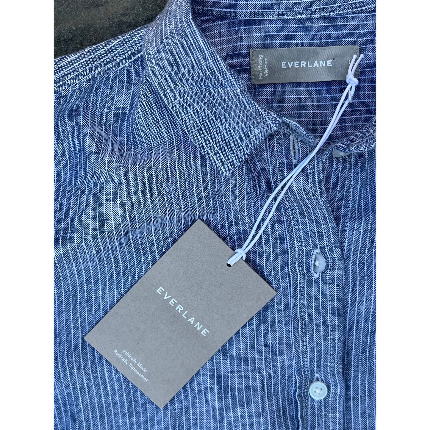 ✨ NWT Everlane The Relaxed Linen Shirt ✨ Pinstripe 00
