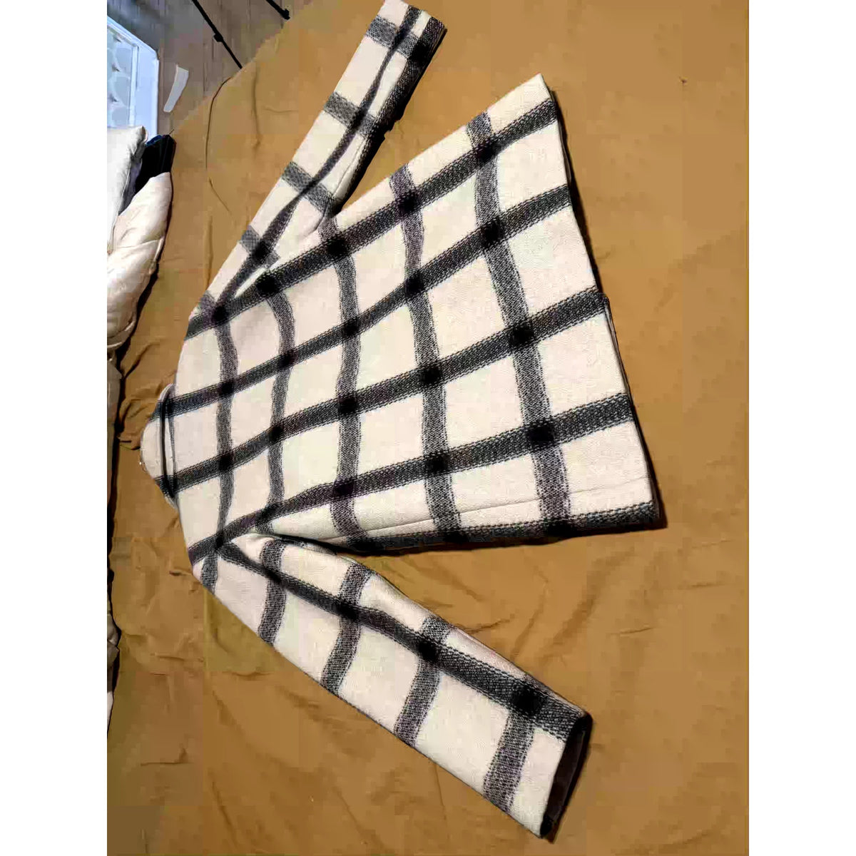 A.P.C. Black & White Men's Houndstooth Wool Coat Medium