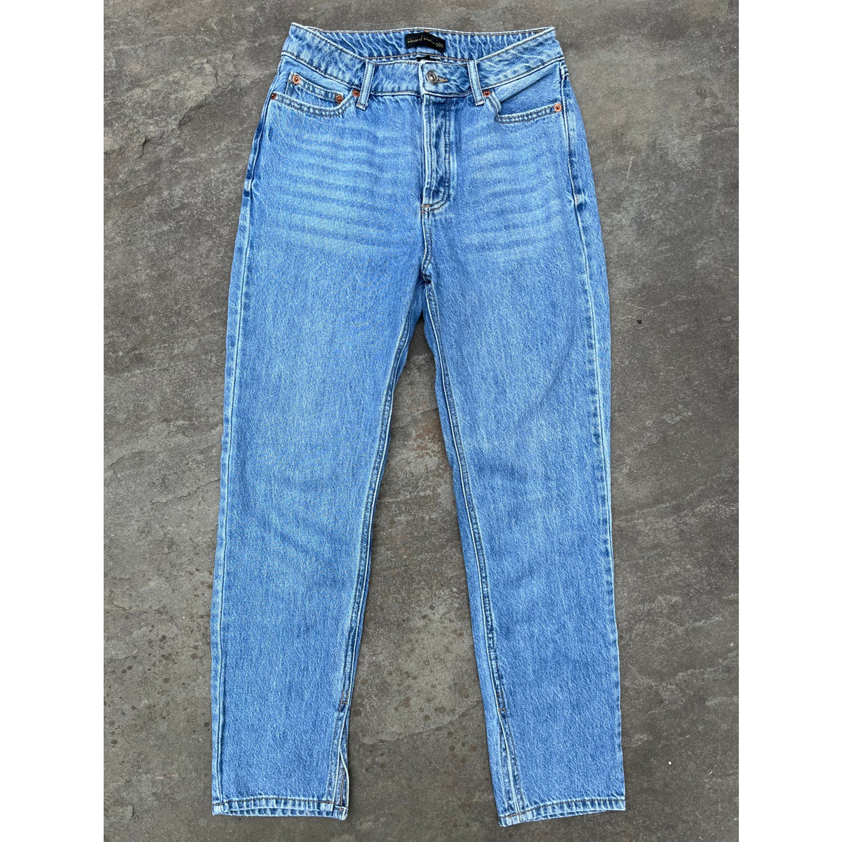 House of Harlow 1960 Super High Rise Straight Split Hem Jeans Light Wash 26