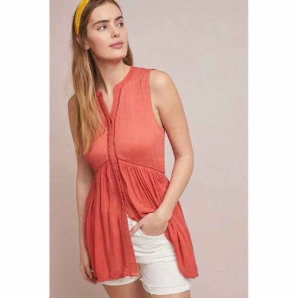 🍊 By Anthropologie Nia Textured Tunic Top XS 🍊