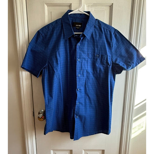 Amplify Men's Blue Striped Short Sleeve Button Down Shirt Size Lg