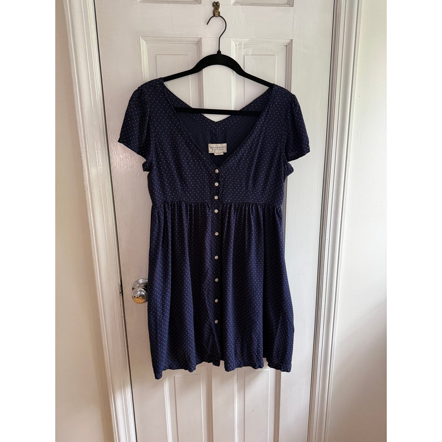 Denim & Supply Ralph Lauren Babydoll Dress Navy Star Polka Dot Print Size S