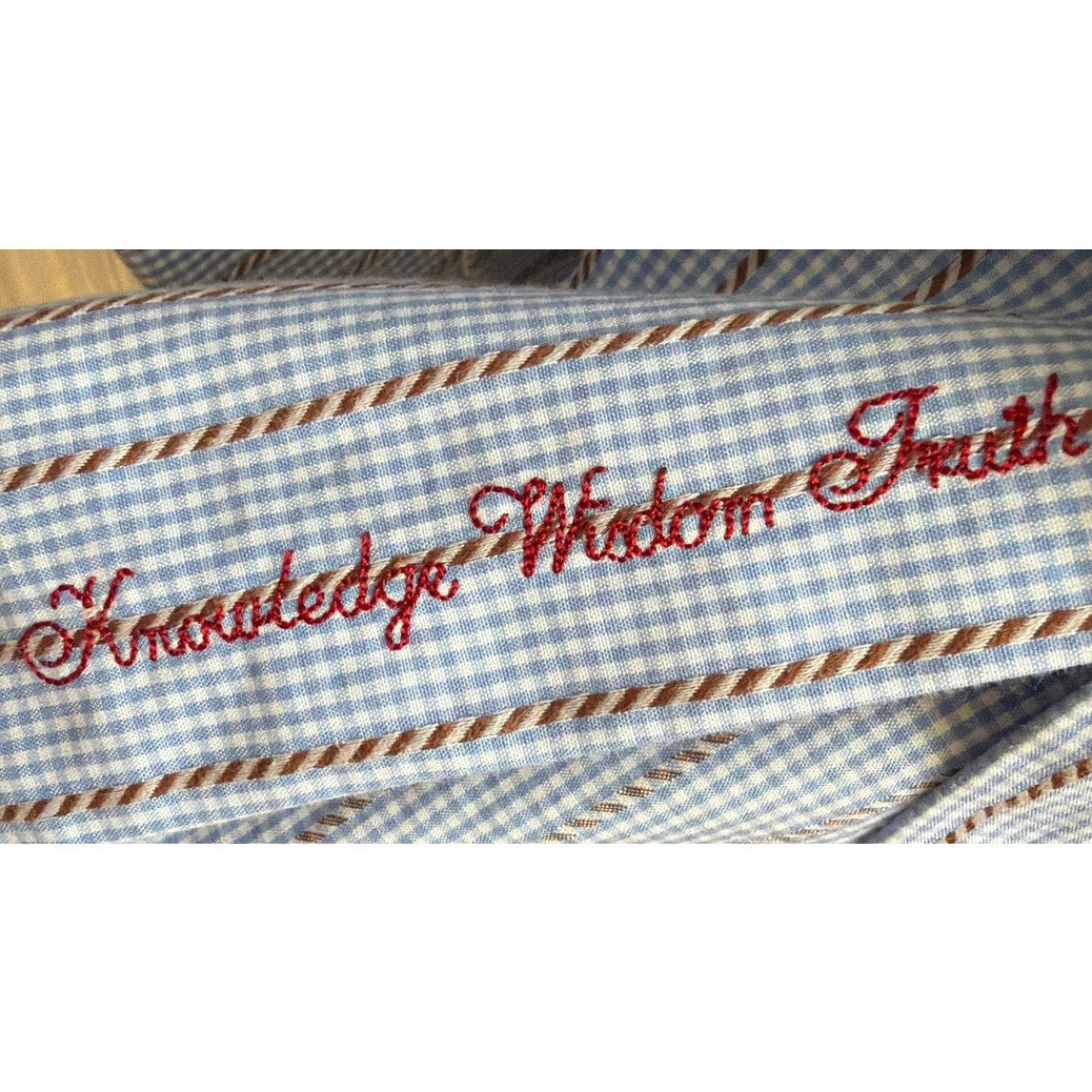 Robert Graham Shirt 42 16.5 L Blue White Brown Rope Striped Flip Cuff Button Up