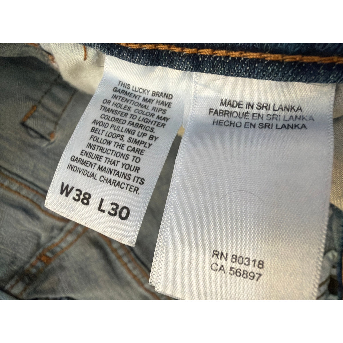 Lucky Brand 38/30 221 Straight MidRise Rise Men's Jeans