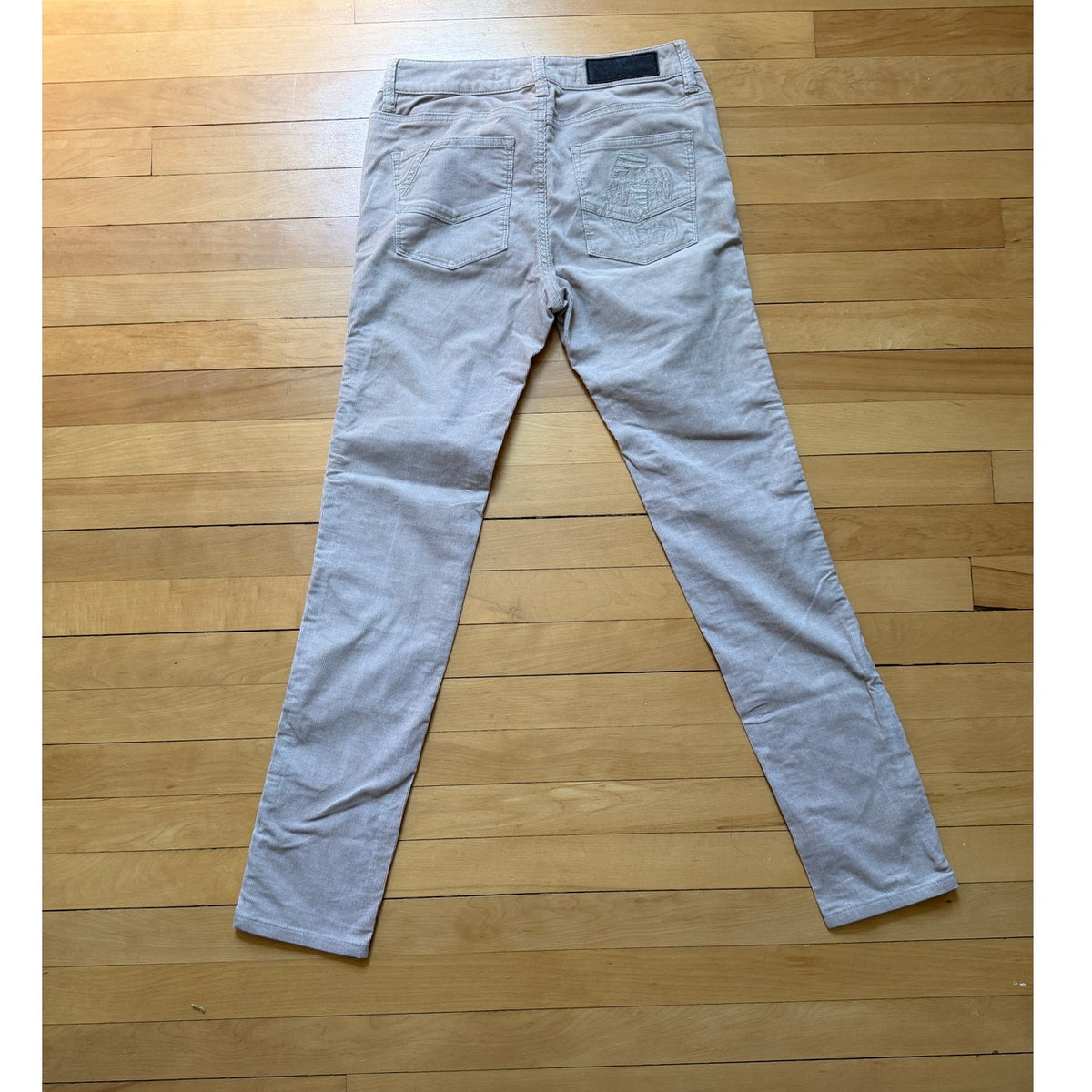 Zadig & Voltaire Eva Velours Corduroy Pants Size 36 Beige Slim Fit Stretch EUC
