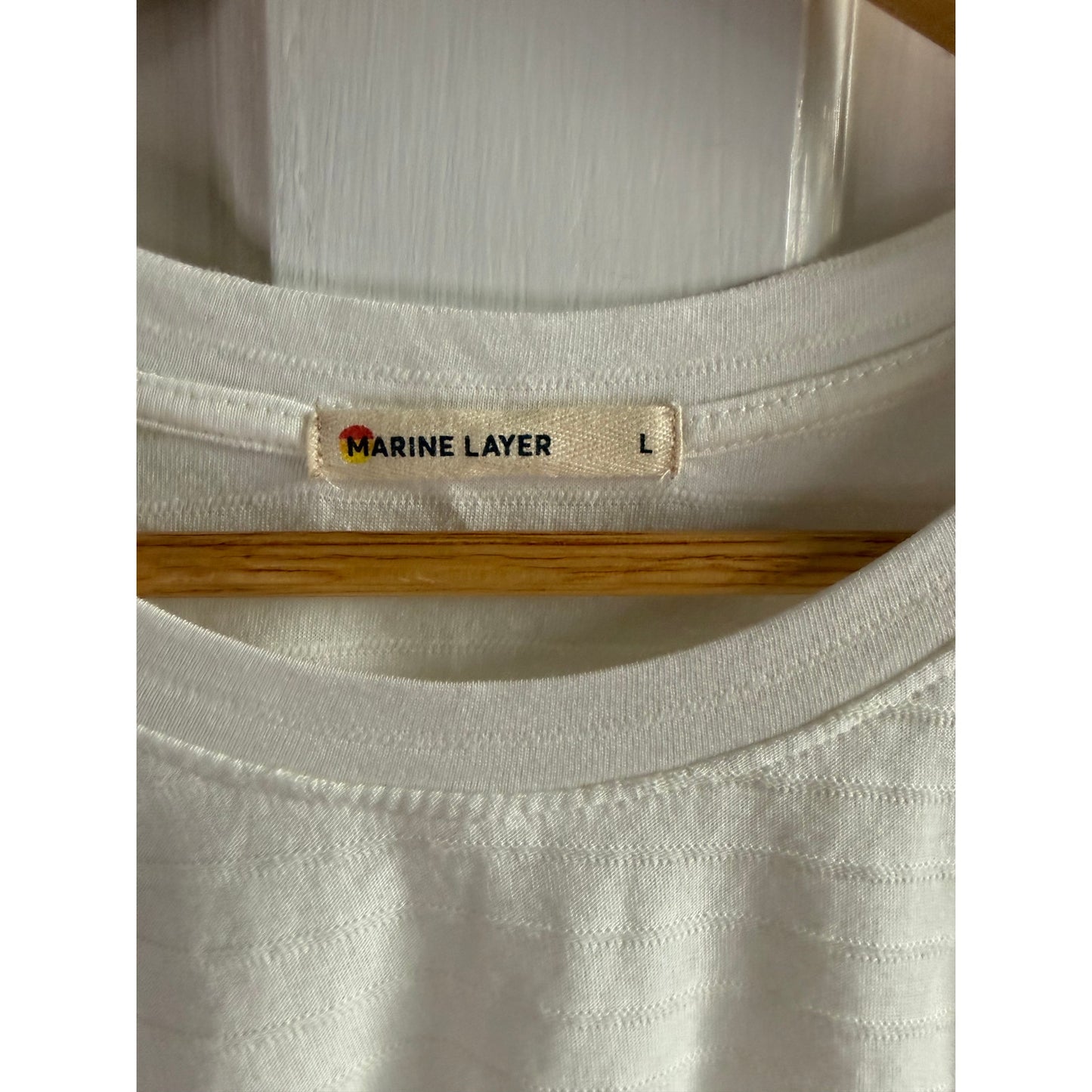 Marine Layer Womens Tank Top Size L Large White Retro Striped Sleeveless EUC