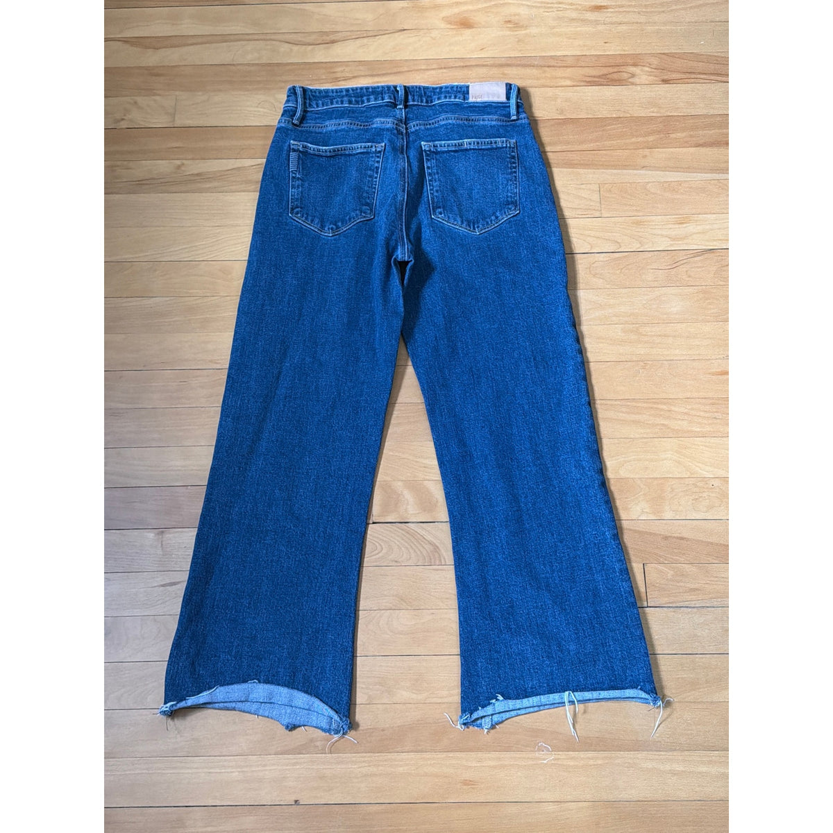 PAIGE Leenah Ankle Distressed Ripped Hem Mid Rise WIDE Leg Jeans Size 29