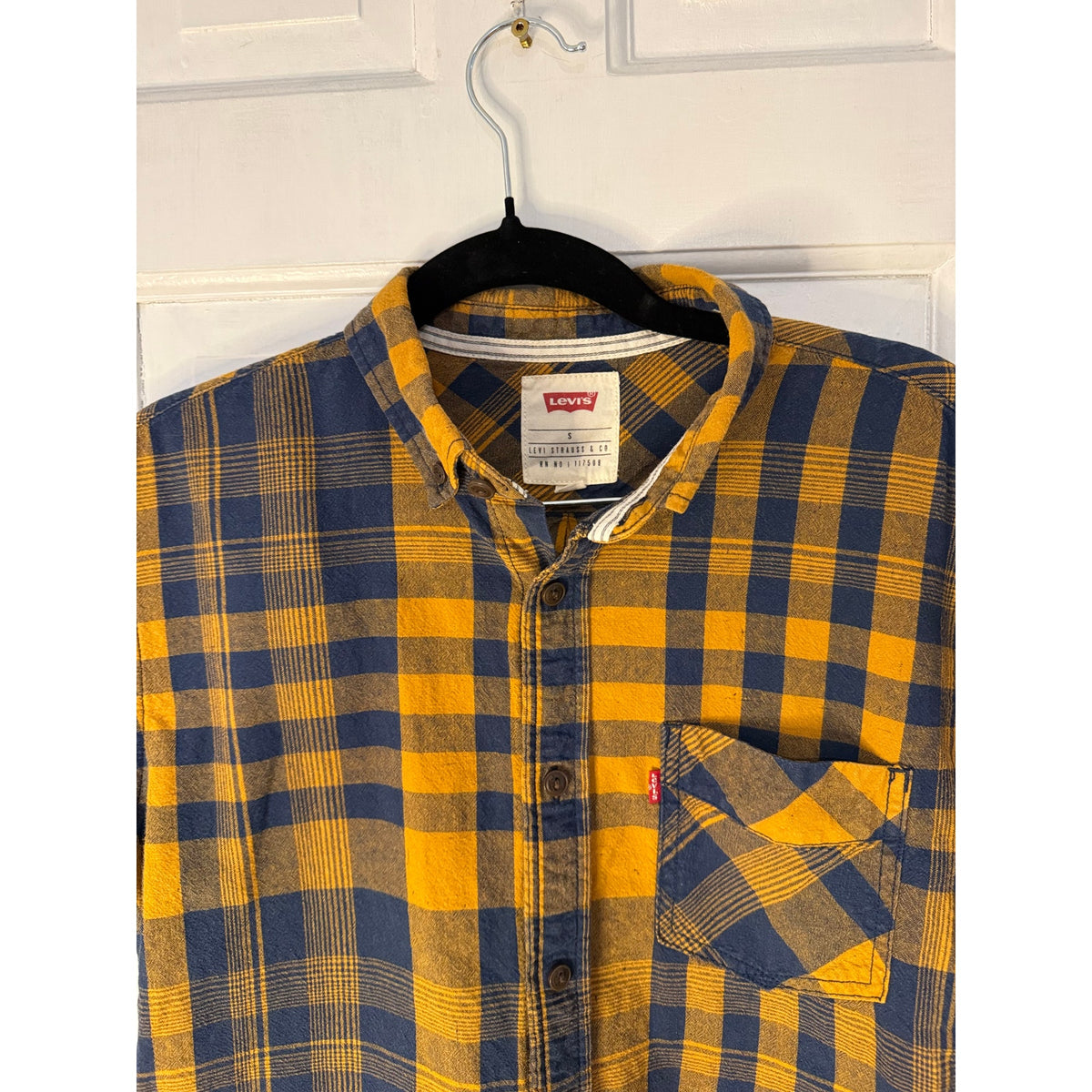 Levi's Men's Orange Check Short Sleeve Shirt - Small