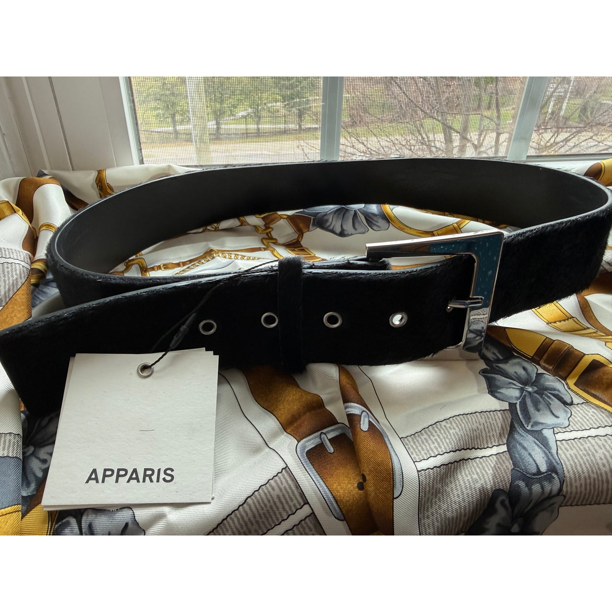 Apparis Blaze Faux Pony Hair Belt - Black - NWT - Medium