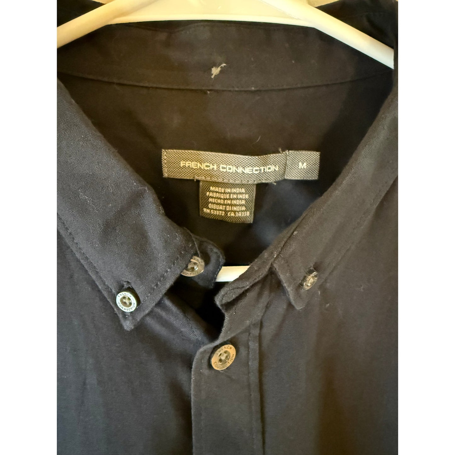 French Connection Men's Black Button Down Shirt Medium