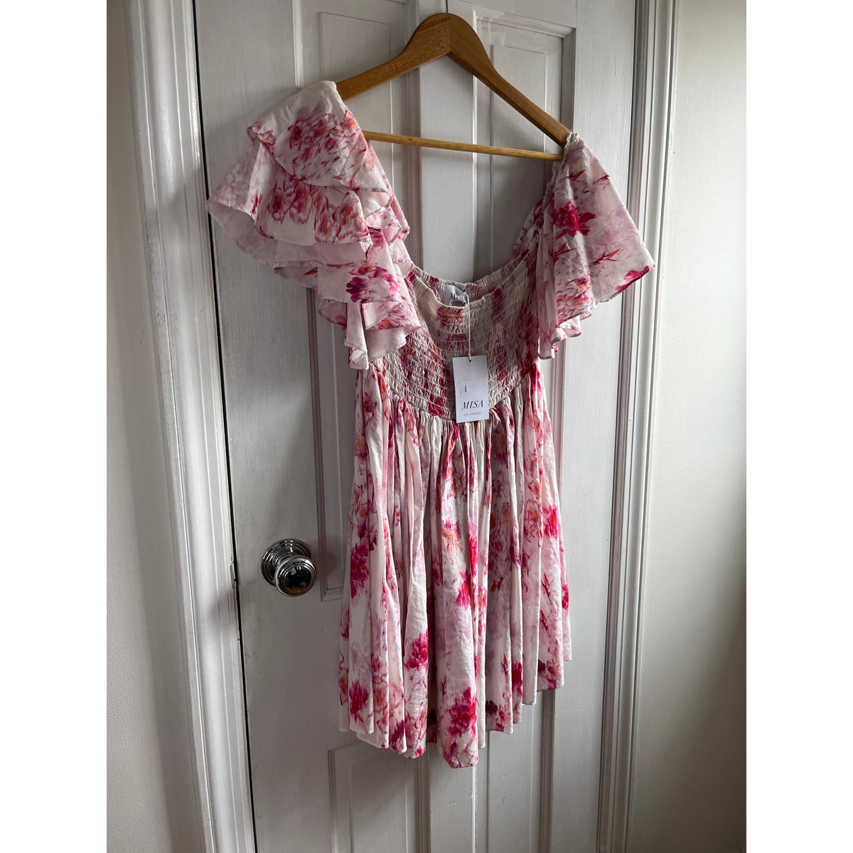 NWT MISA Los Angeles Dina Abstract Floral Smocked Mini Dress 🌸 Sold Out! Sz M