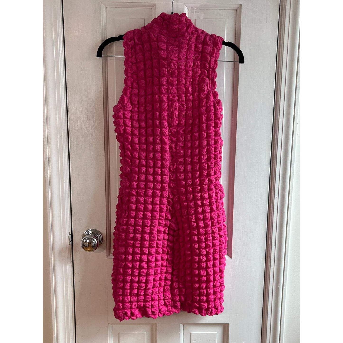 Amanda Uprichard Hot Pink Popcorn Texture Mock Neck Mini Dress S Barbiecore Y2K