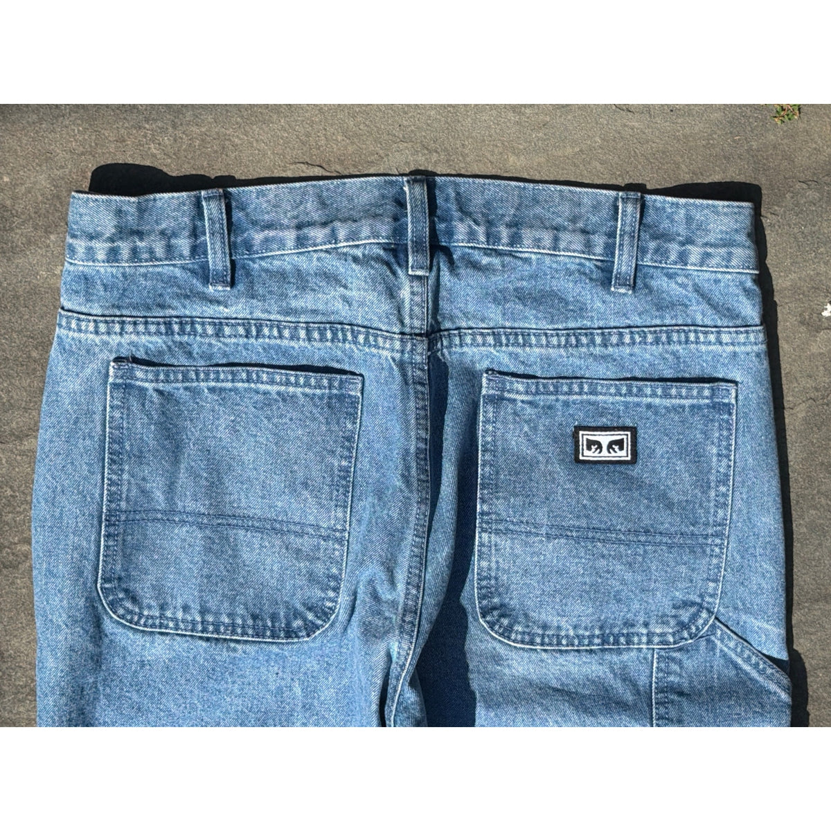 Obey Light Wash Denim Carpenter Pants Mens Size 30 Relaxed Skate Workwear Jeans
