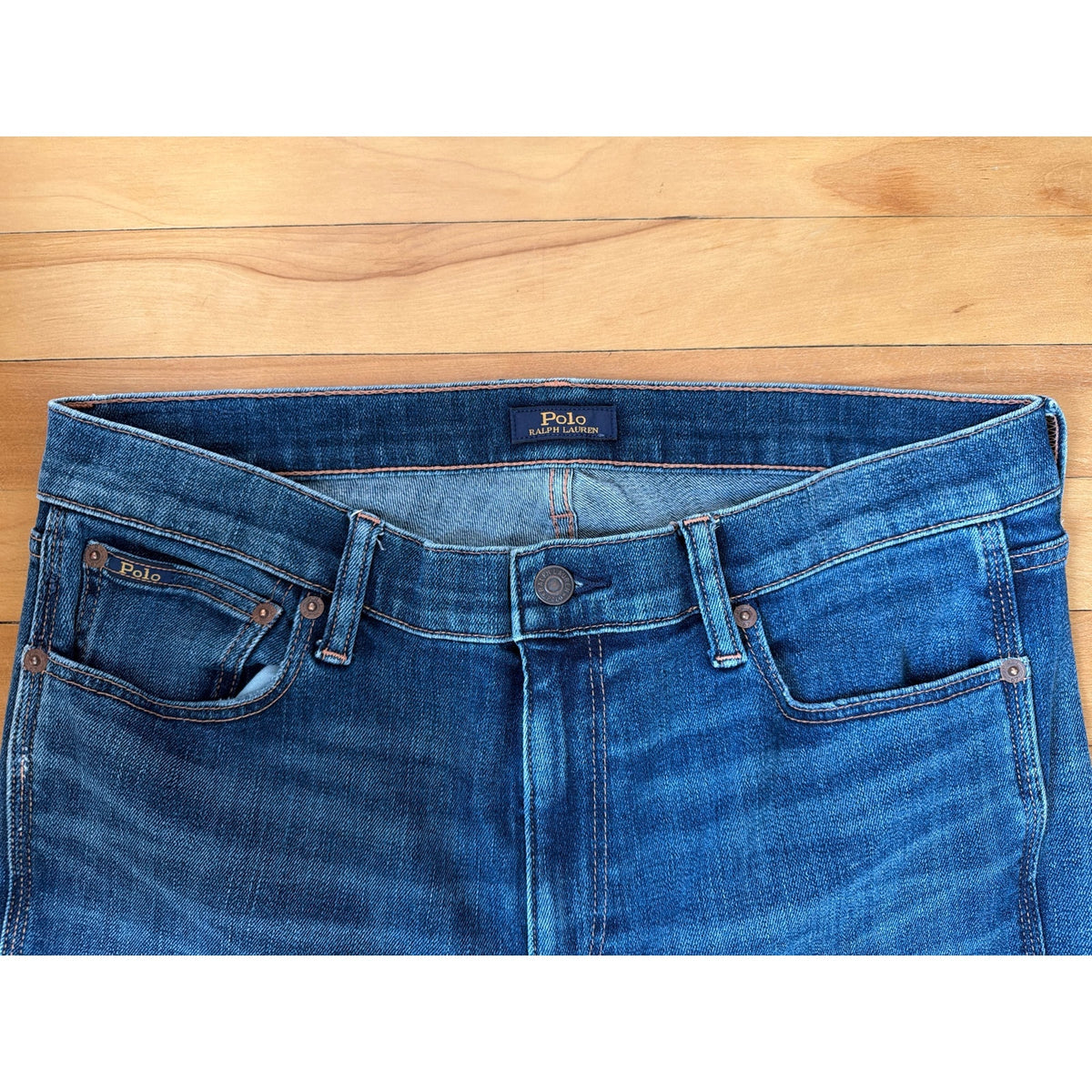 Polo Ralph Lauren Mid Rise Skinny Crop Jeans Distressed Hem 32 EUC