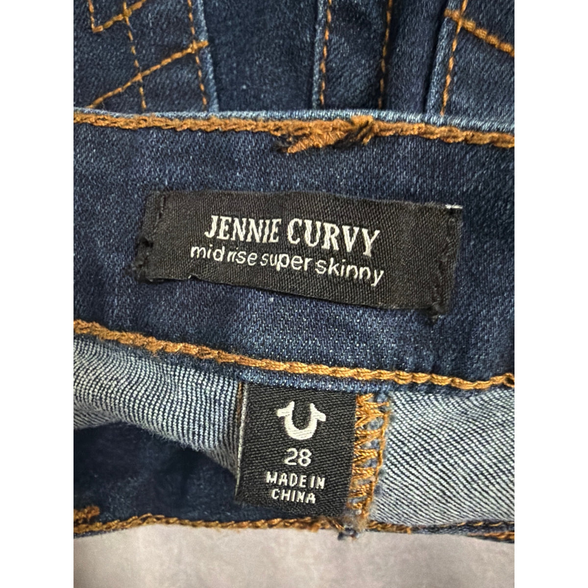 True Religion Jennie Curvy Mid Rise Super Skinny Jeans Size 28 Dark Wash Stretch