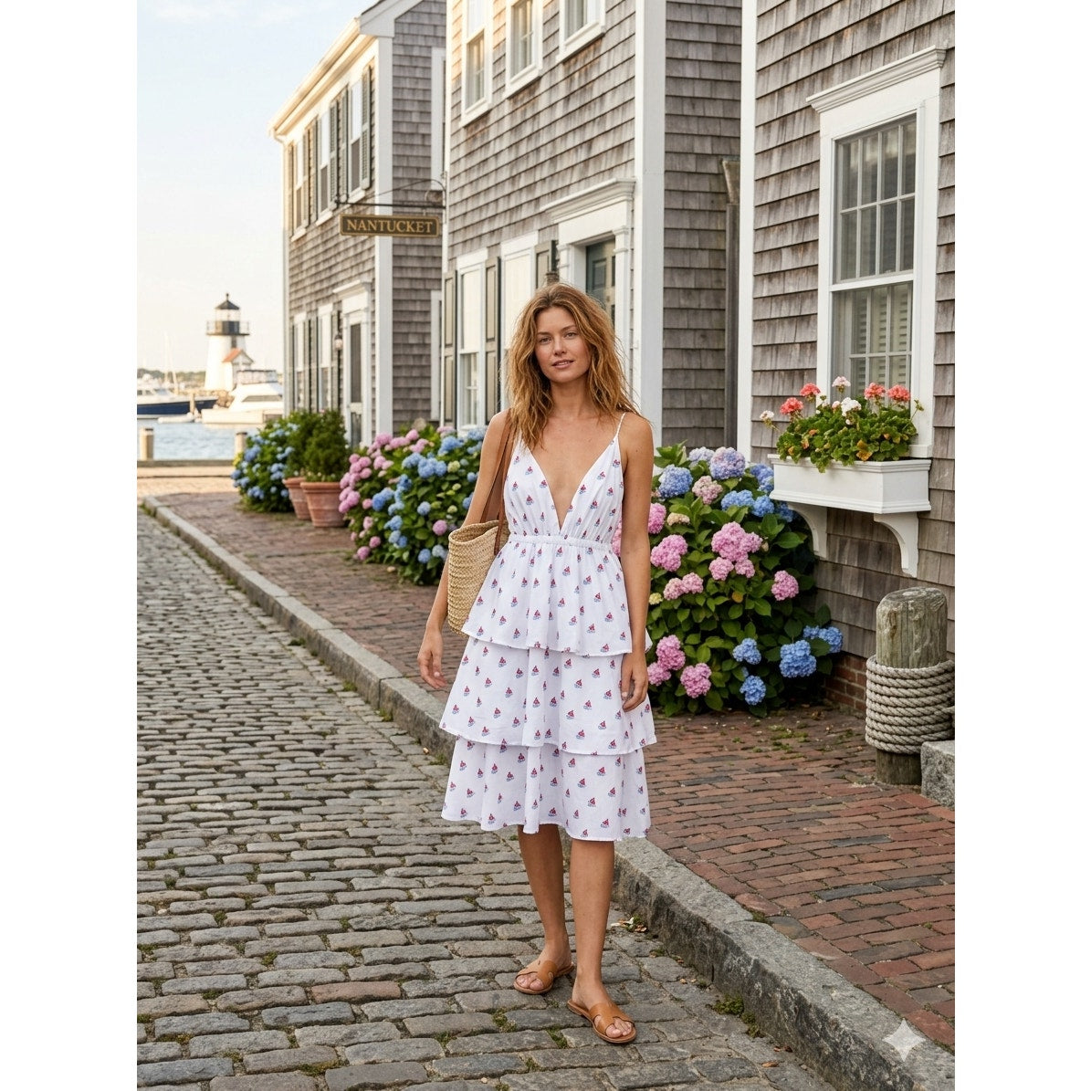 Hill House Home The Gigi Dress - Love Boats Cotton Print - Size Large - NWT