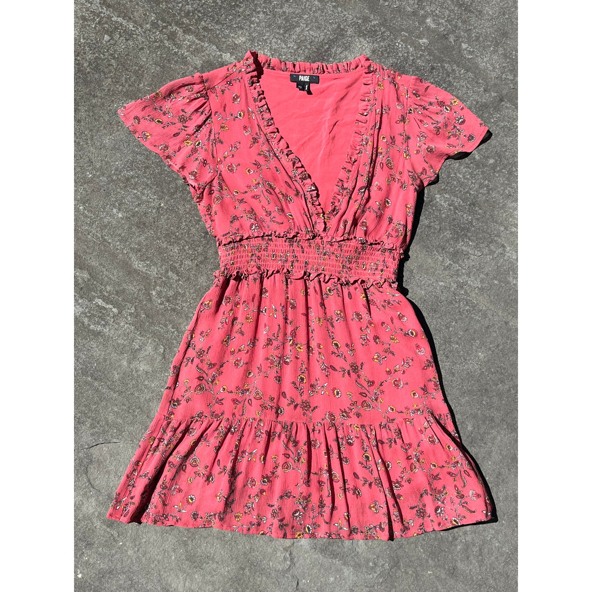 🍎 Paige "Giannina" 100% Silk Floral Boho Mini Dress XS 🍎