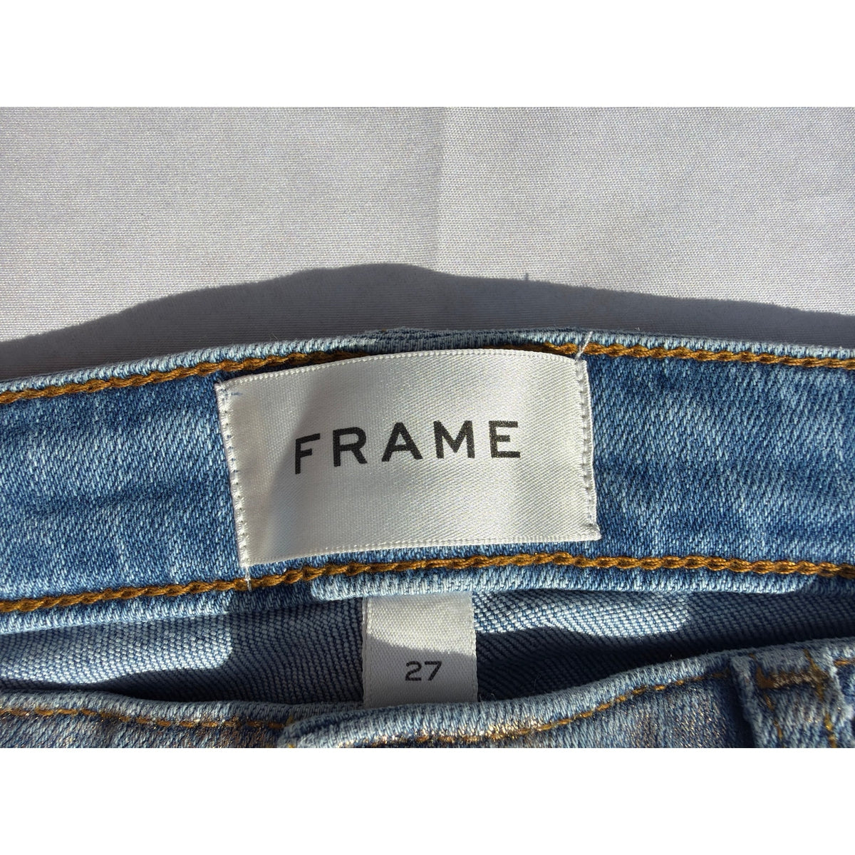 Frame Le Crop Mini Boot Gold Glitter Shimmery Jeans Size 27 EUC