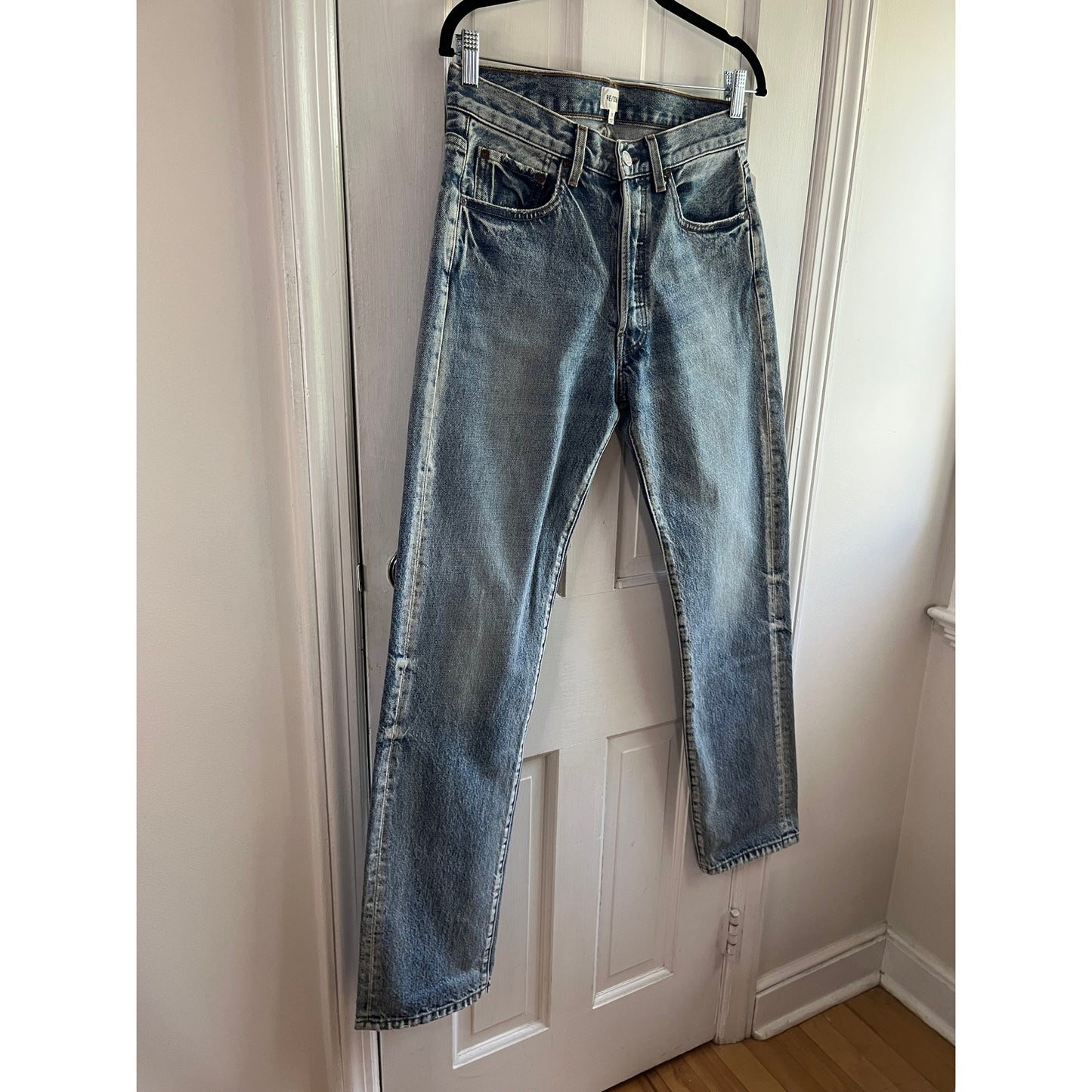 NWT RE/DONE Men's 1401 Straight Jeans - Mid Worn Light Blue 👖✨