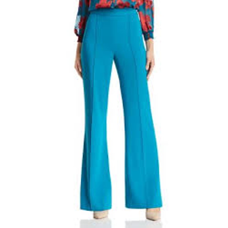 Alice + Olivia Jalisa High Rise Flared Pants Teal Green Size 2 Retro Wide Leg