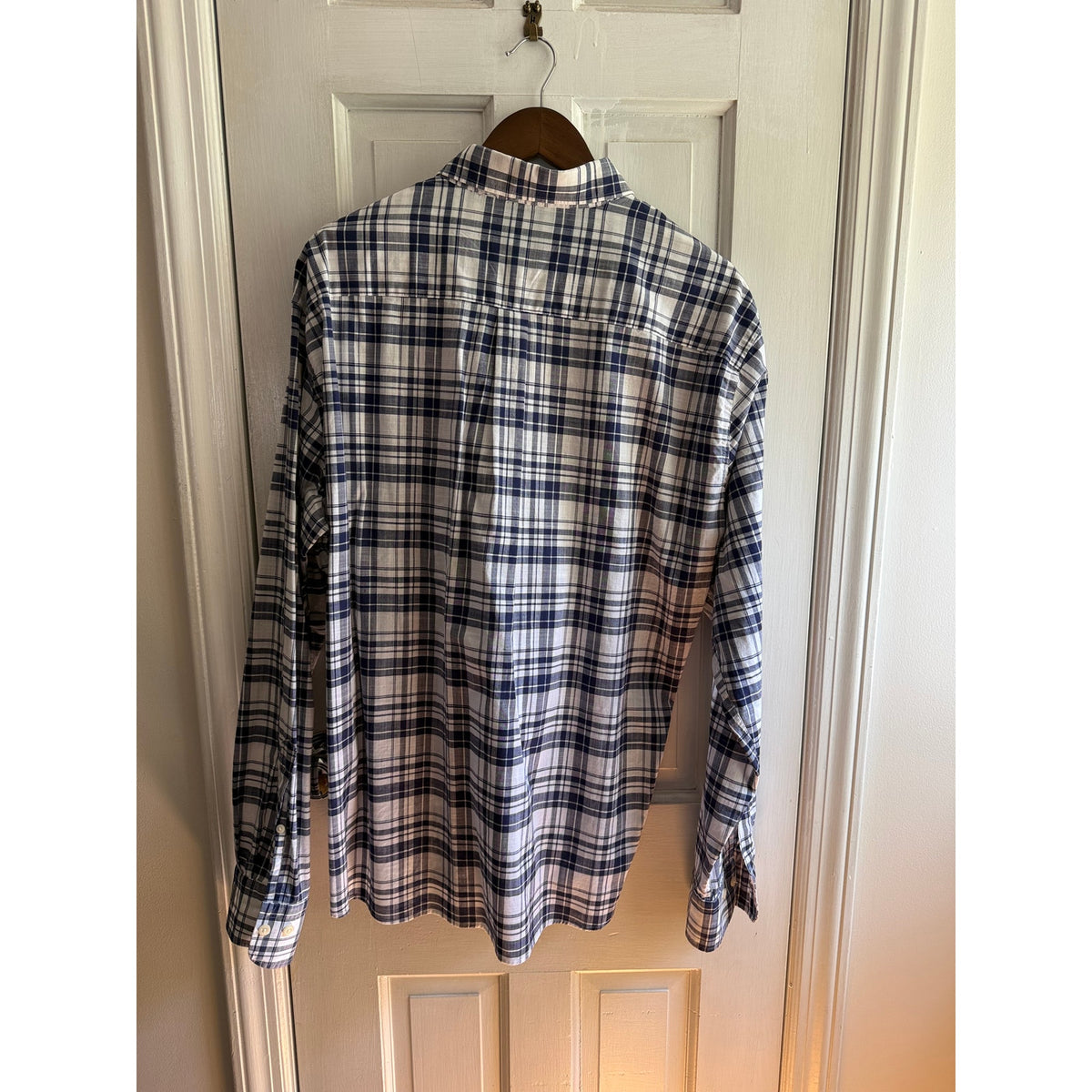 Peter Millar Men's XL Navy Plaid Button Down Shirt Cotton EUC