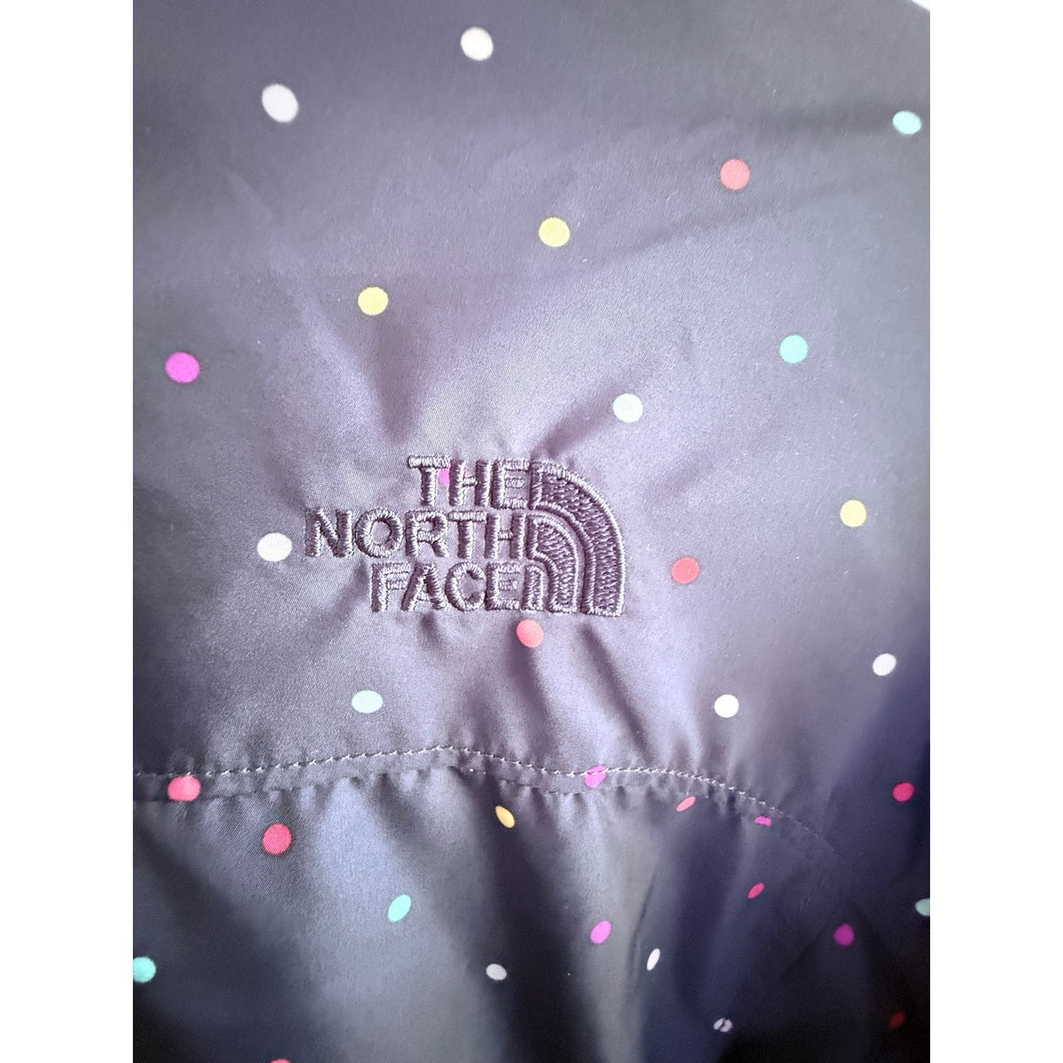 The North Face Navy Blue Multicolor Polka Dot Windbreaker Jacket Women's Medium