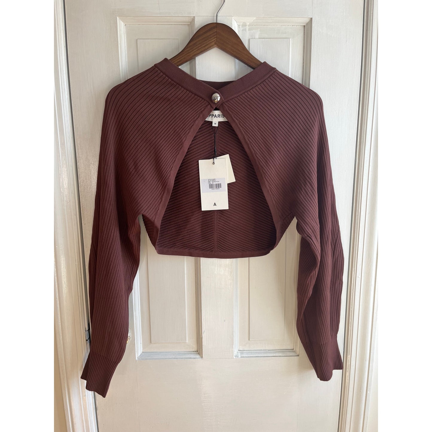 NWT APPARIS Banks Bolero in Clay - Brown Ribbed Knit Cropped Cardigan - Size M