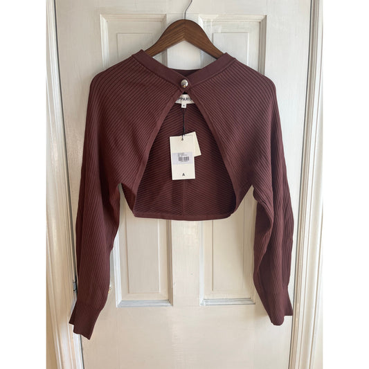 NWT APPARIS Banks Bolero in Clay - Brown Ribbed Knit Cropped Cardigan - Size M