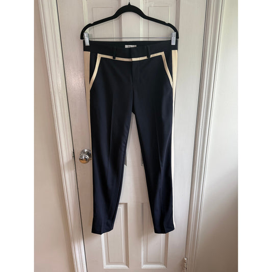 VINCE Navy Black Tuxedo Stripe Wool Blend Trousers Pants Size 2 | EUC Tailored