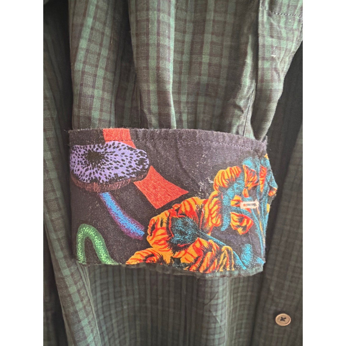 Paul Smith  XL 16" Dark Green Plaid Flip-Cuff Button Up