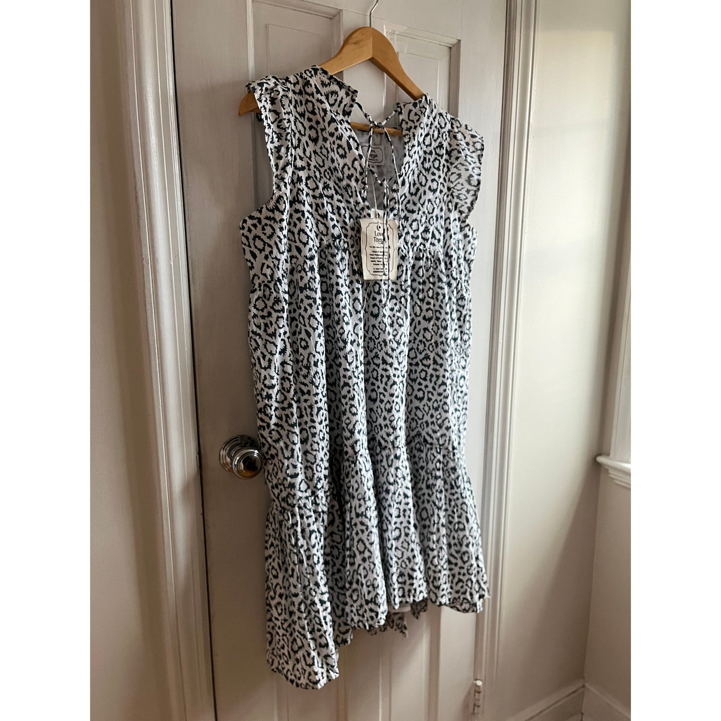 Love Tomas Emerson Fry Angel Dress Organic Cotton Hand Block Print M/L NWT
