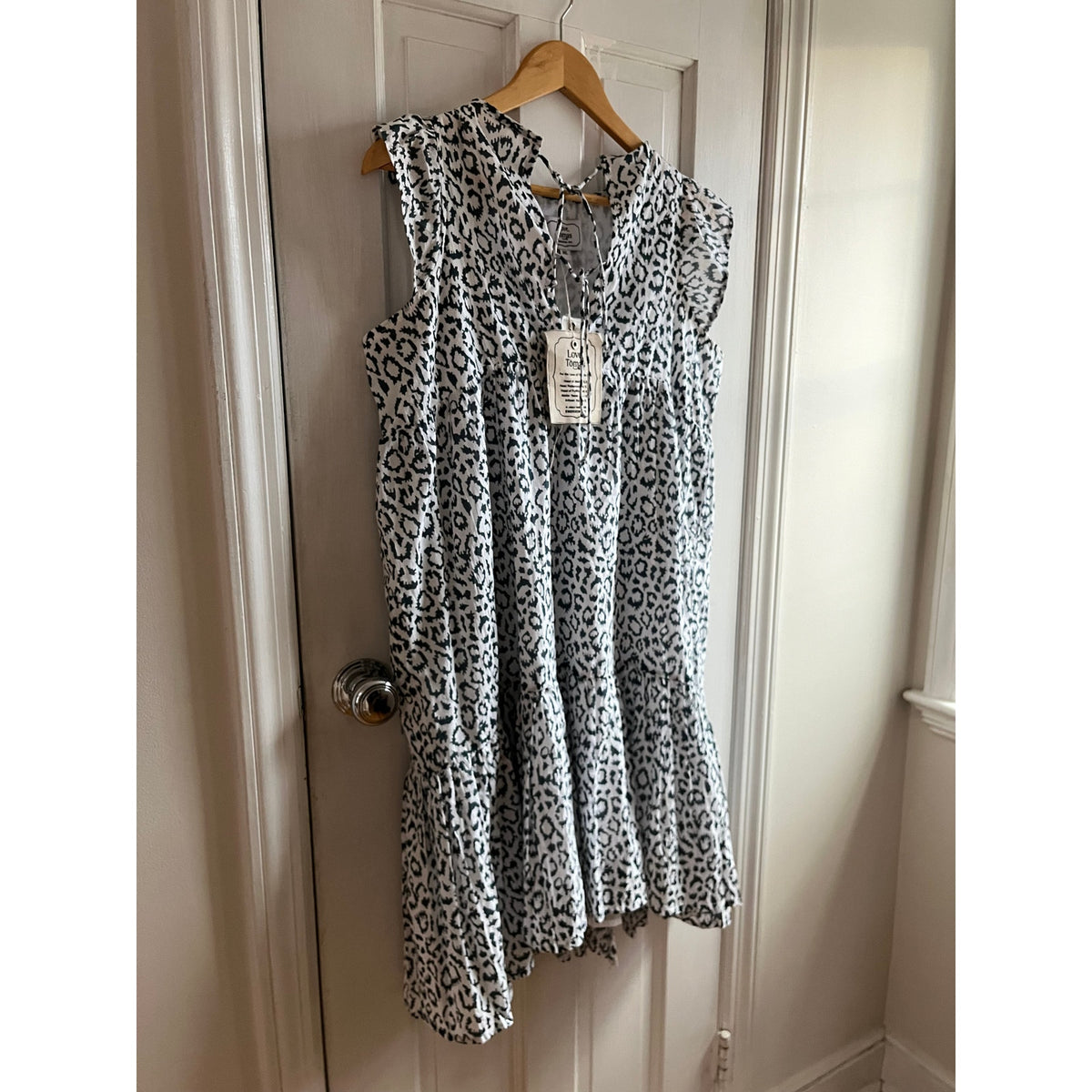 Love Tomas Emerson Fry Angel Dress Organic Cotton Hand Block Print M/L NWT