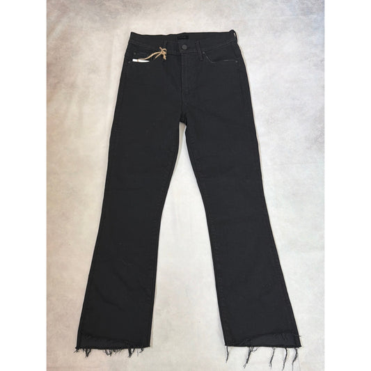 MOTHER The Insider Crop Step Fray Jeans High Rise Black Denim 27