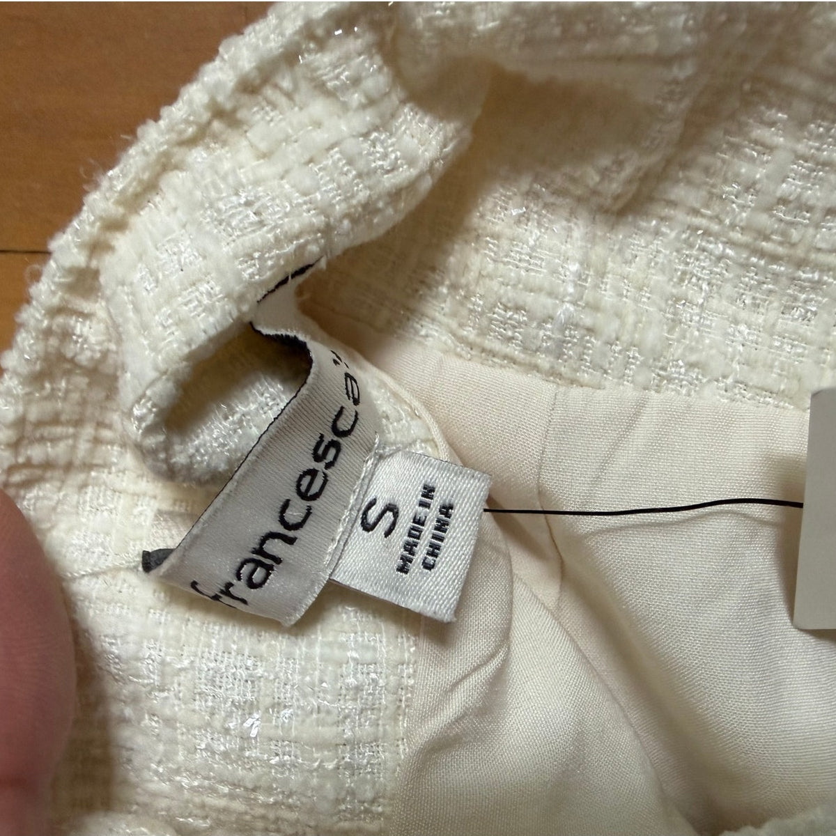 Francesca’s Cream Textured Tweed Mini Skirt - Size Small - NWT