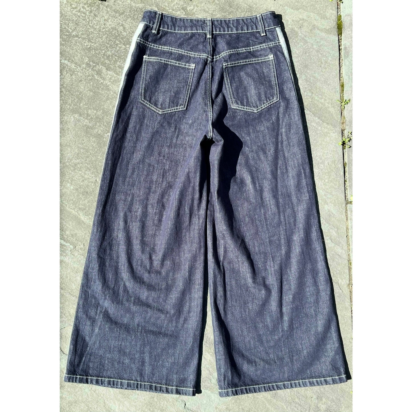 Meiyang Wide Leg Panelled Jeans 30 - Contrast Stitch Y2K Rare Streetwear Grail