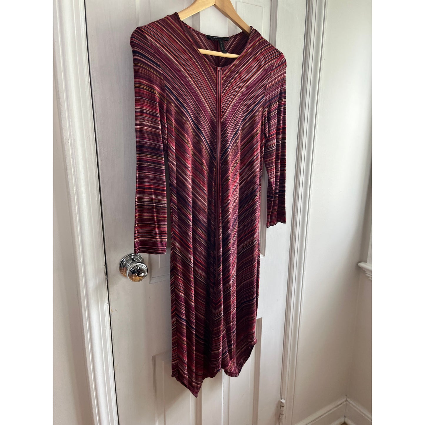 BCBGMAXAZRIA Chevron Stripe Knit Sheath Dress - Red/Multi - Size XS - EUC