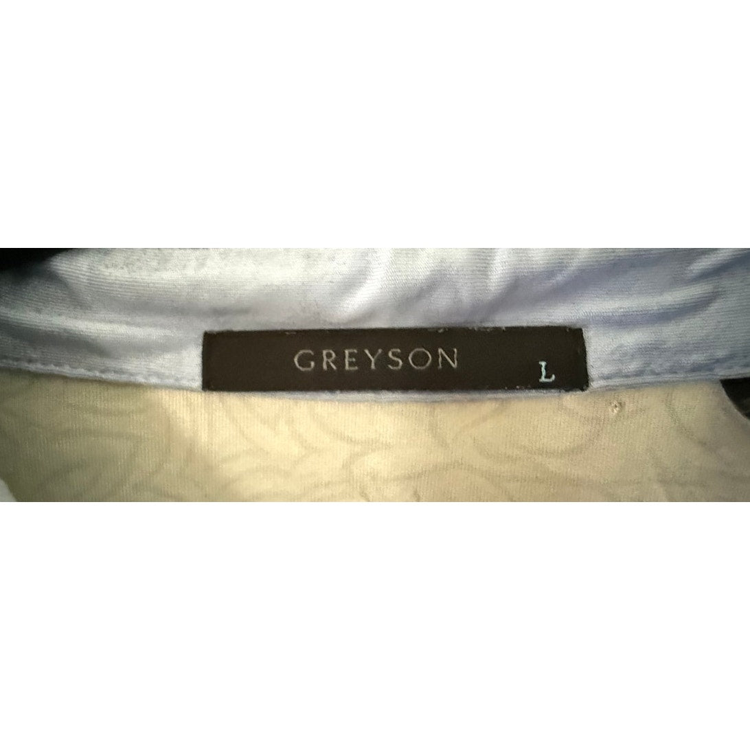 Greyson Clothiers Golf Polo Large L Wolf Print The Shadows Grey AOP EUC