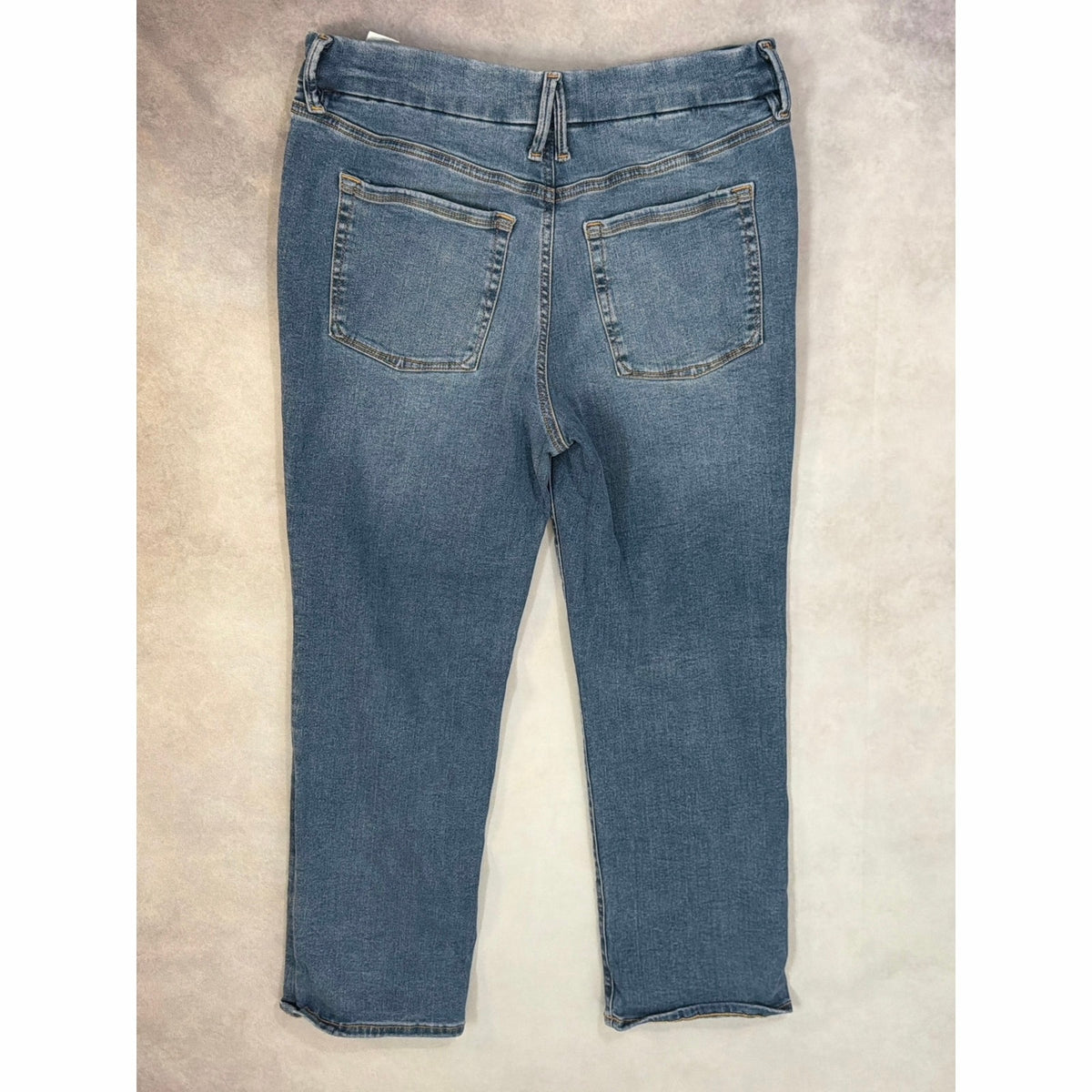 Good American Pull On Straight Jeans Womens Large Indigo Blue Stretch Denim L