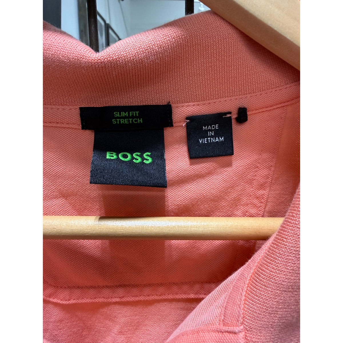 Hugo Boss Mens XXL Polo Shirt Peach Salmon Coral Pique Short Sleeve Casual