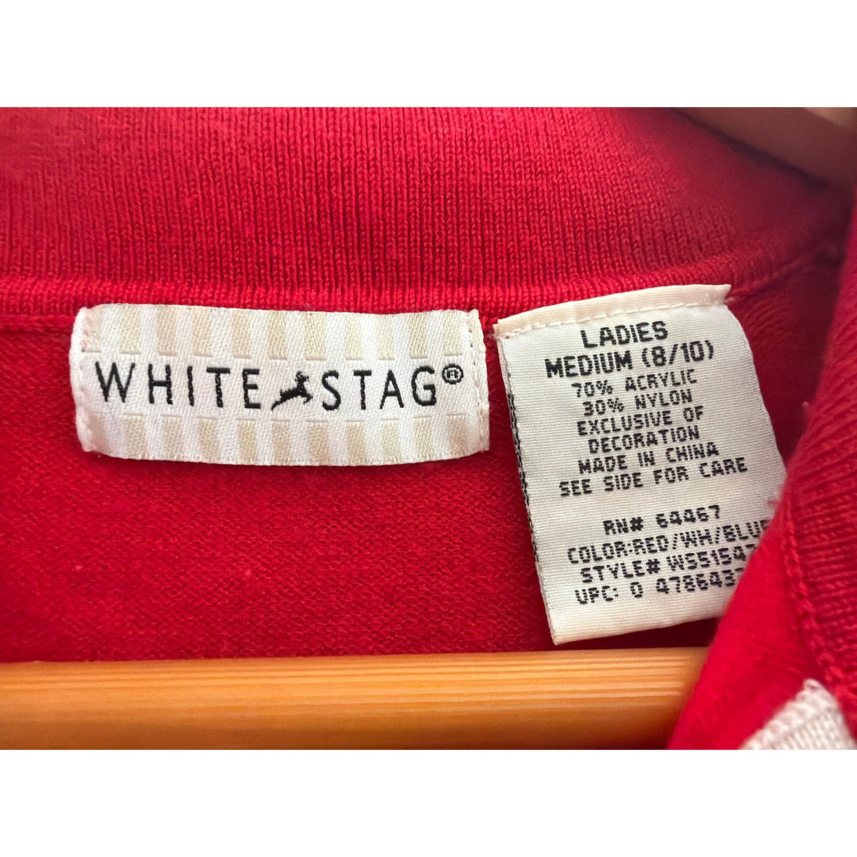 Vintage White Stag Knit Sleeveless Top Stars Stripes Red white Blue M